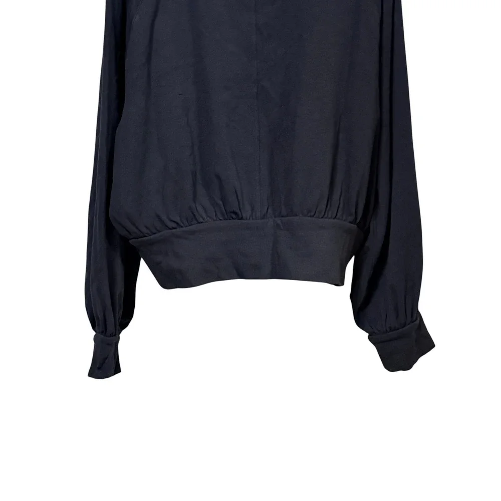 We The Free Free People Black Mock Neck Balloon‎ Sleeve Sweatshirt XL OB1081682